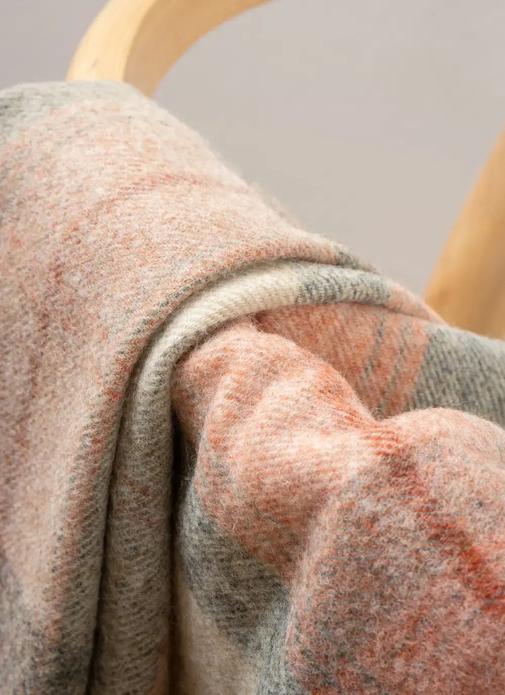 Skye Coral Check Highland Wool Throw